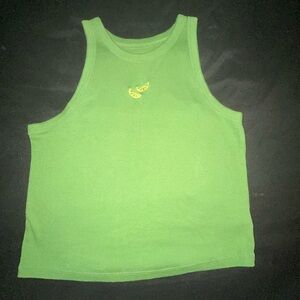 Vibrant Green Women's Crop Top with Lemon Detail